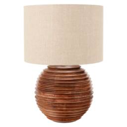 Round Turned Wood Table Lamp, Brown - Barker & Stonehouse