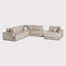 Lomax LHF Large Chaise Corner Modular Sofa with Table, Neutral Fabric - Barker & Stonehouse