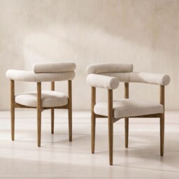 Torr Dining Chair With Arms, Neutral Fabric - Barker & Stonehouse