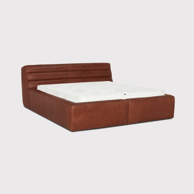 Timothy Oulton Shabby Superking Super King Bed Uk 183X198Cm, Brown Leather - Barker & Stonehouse - image 1