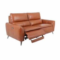 Laurence 2.5 Seater Power Recliner Sofa, Brown Leather - Barker & Stonehouse - thumbnail 3