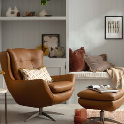 Mills Swivel Armchair, Brown Leather - Barker & Stonehouse - thumbnail 2