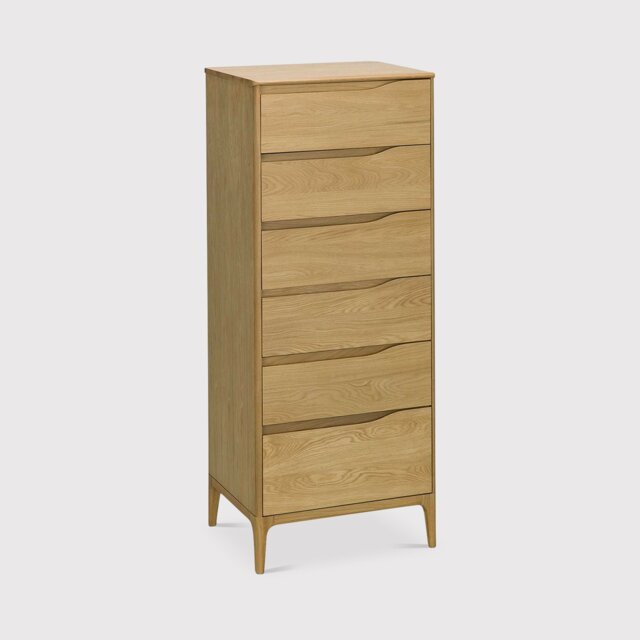 Ercol Rimini 6 Drawer Tall Chest, Neutral Oak - Barker & Stonehouse - image 1