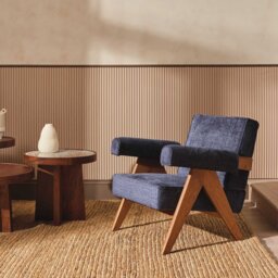 Pure Furniture Bogart Club Accent Chair with Arms, Blue Fabric - Barker & Stonehouse - thumbnail 2