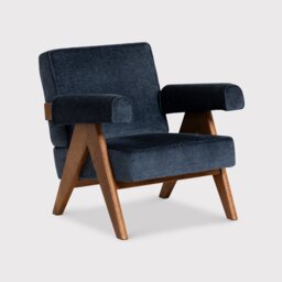 Pure Furniture Bogart Club Accent Chair with Arms, Blue Fabric - Barker & Stonehouse - thumbnail 1