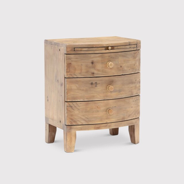 Lewes 3 Drawer Wide Bedside Table, Neutral Wood - Barker & Stonehouse - image 1