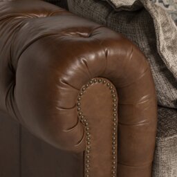 Taunton 1.5 Seater Sofa, Brown Fabric & Leather - Barker & Stonehouse - thumbnail 3