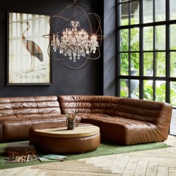 Timothy Oulton Shabby Sectional 3 Seater Modular Sofa, Brown Leather - Barker & Stonehouse - thumbnail 2