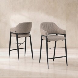 Hinoki Bar Stool, Neutral Fabric - Barker & Stonehouse
