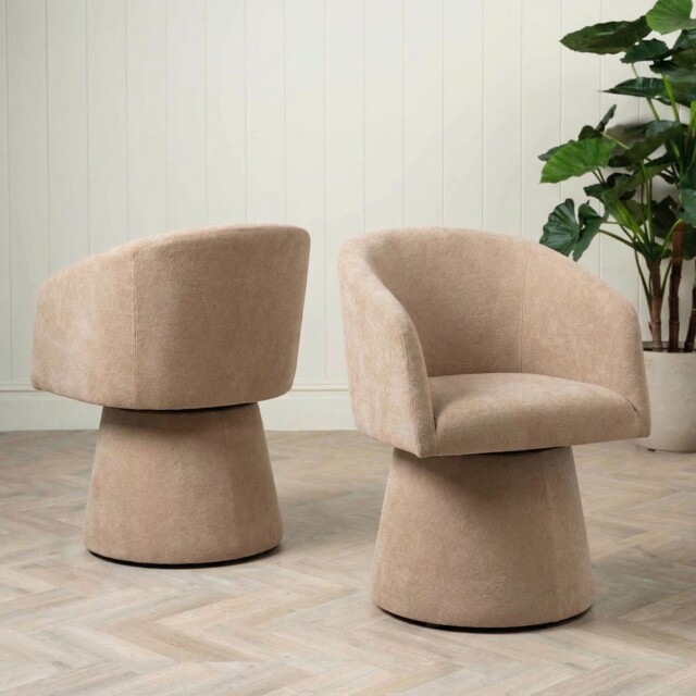 Carmen Swivel Armchair, Neutral Fabric - Barker & Stonehouse - image 1
