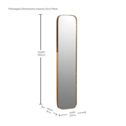 Tall Slim Gold Rim Mirror, Square Metal - Barker & Stonehouse - thumbnail 3