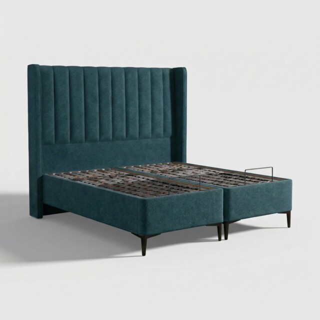 Tempur Suffolk King Slim Disc Static Divan Bed, Navy Velvet - Barker & Stonehouse - image 1