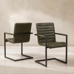 Pure Furniture Brutus Armchair, Green Leather - Barker & Stonehouse