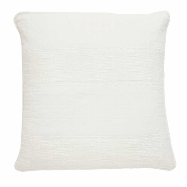 Large Quilted Cushion, Square, White Cotton - Barker & Stonehouse