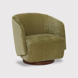 Pellaro Swivel Armchair, Green Fabric - Barker & Stonehouse