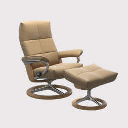 Stressless David Medium Signature Recliner Chair & Footstool Leather - Barker & Stonehouse