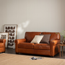 Rendola Loveseat Sofa, Brown Leather - Barker & Stonehouse - thumbnail 2