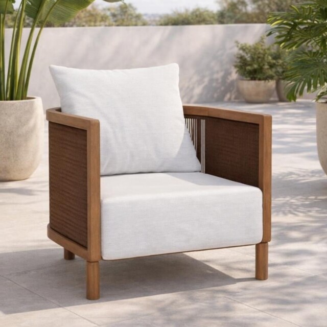 Praia Garden Lounge Chair, Wooden, Grey - Barker & Stonehouse - image 1