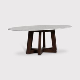 Griffin Oval Dining Table 220x120x76cm, Round, Brown Marble - Barker & Stonehouse - thumbnail 1