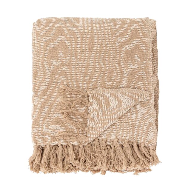 Natural Recycled Cotton Throw Blanket, Neutral Cotton Blend - Barker & Stonehouse