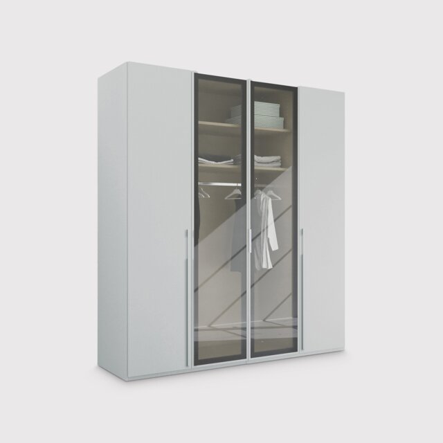Kacey 4 Door Wardrobe 2 Glass Doors H235Cm, Grey Wood - Barker & Stonehouse - image 1