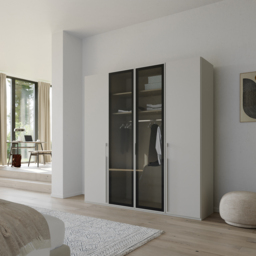 Kacey 4 Door Wardrobe 2 Glass Doors H235Cm, Grey Wood - Barker & Stonehouse - thumbnail 2