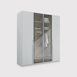 Kacey 4 Door Wardrobe 2 Glass Doors H235Cm, Grey Wood - Barker & Stonehouse