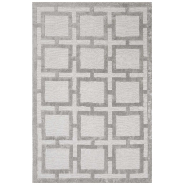 Eaton Silver 120x180cm Rug, Square Viscose - W120cm - Barker & Stonehouse
