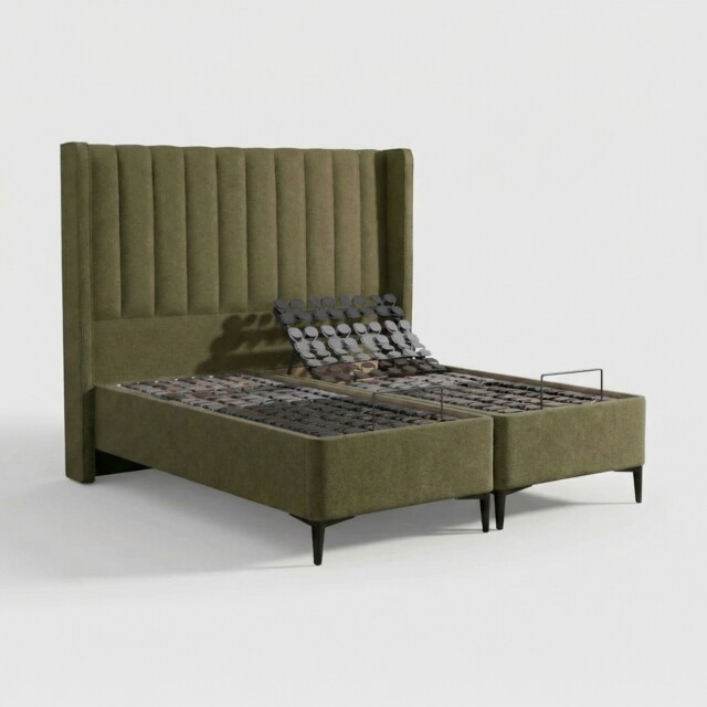 Tempur Suffolk King Slim Disc Adj Divan Bed, Green Fabric - Barker & Stonehouse - image 1