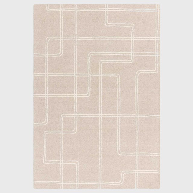 Ayla 120x170cm Rug Sand, Square, Neutral Wool - Barker & Stonehouse