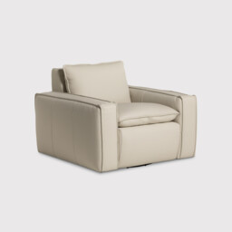 Holloway Swivel Armchair, Neutral Leather - Barker & Stonehouse - thumbnail 1