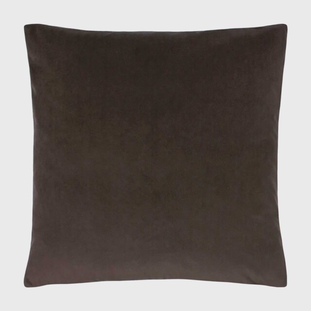 Truffle Velvet Cushion, Square, Brown Polyester - Barker & Stonehouse