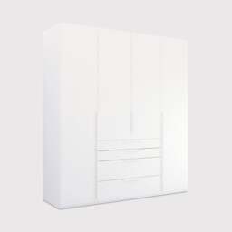 Frans 4 Door 4 Drawer Wardrobe 201Cm, White - Barker & Stonehouse