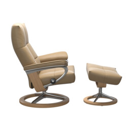 Stressless David Small Signature Recliner Chair & Footstool Leather - Barker & Stonehouse - thumbnail 2