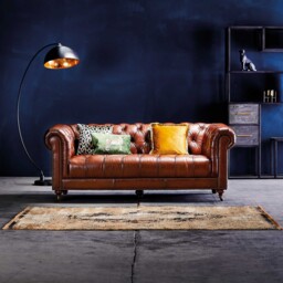 Ullswater 2 Seater Leather Chesterfield Sofa, Brown - Barker & Stonehouse - thumbnail 2