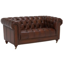 Ullswater 2 Seater Leather Chesterfield Sofa, Brown - Barker & Stonehouse - thumbnail 3