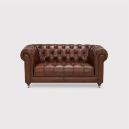 Ullswater 2 Seater Leather Chesterfield Sofa, Brown - Barker & Stonehouse - thumbnail 1