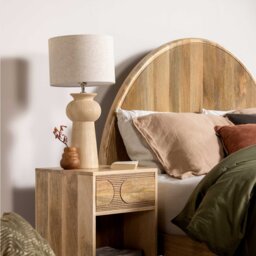 Curved Wooden Table Lamp, Neutral - Barker & Stonehouse - thumbnail 2
