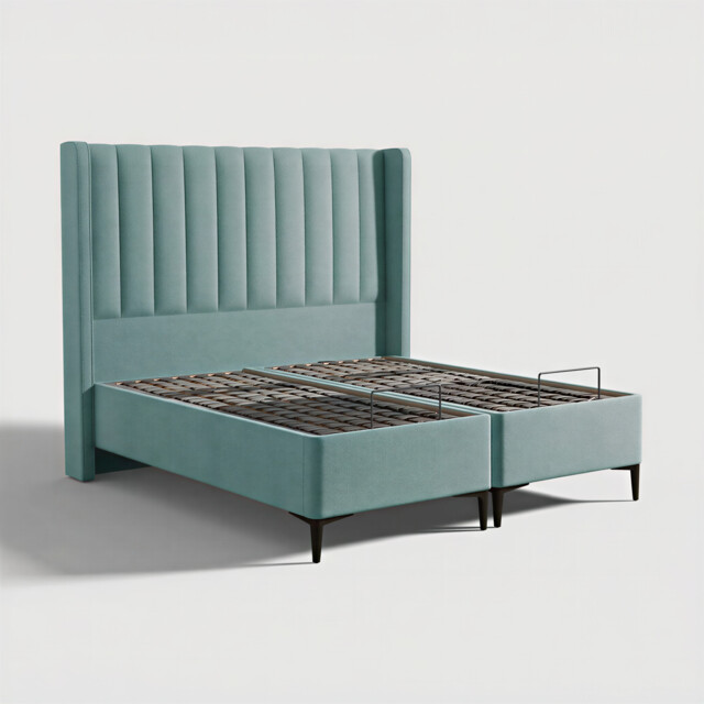 Tempur Suffolk King Slim Disc Static Divan Bed, Teal Fabric - Barker & Stonehouse - image 1