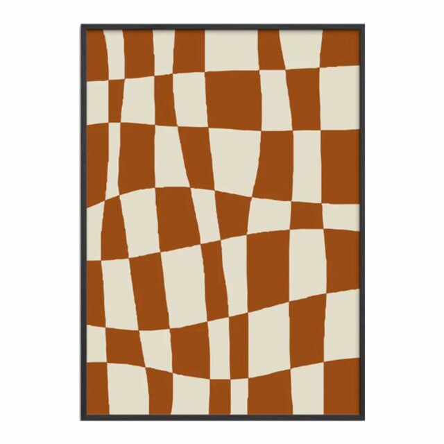 Minimal Checkerboard Framed Print, Square Wood - Barker & Stonehouse - image 1