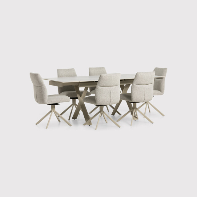 Altadena Extension Table+6 x Altadena Swivel Armchair, Neutral Ceramic - Barker & Stonehouse - image 1