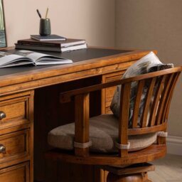 Villiers Swivel Office Chair With Seat Pad, Brown - Barker & Stonehouse - thumbnail 3