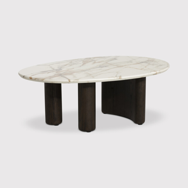 Nord Coffee Table-9Mm Ceramic Marble Effect, Round, White - Barker & Stonehouse - image 1