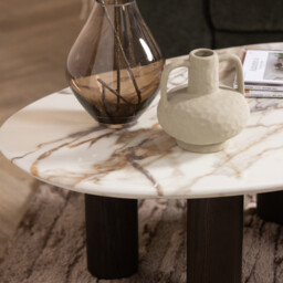 Nord Coffee Table-9Mm Ceramic Marble Effect, Round, White - Barker & Stonehouse - thumbnail 3