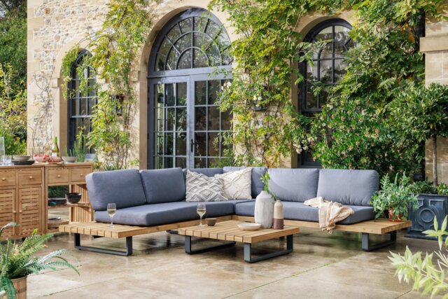 Maui Platform Corner Set, Wooden, Grey - Barker & Stonehouse