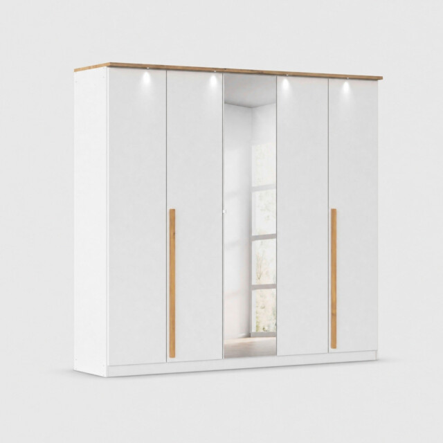 Laika 5 Door Hinged Wardrobe 226X212Cm 1 Mirror Door Wood - Barker & Stonehouse - image 1