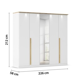 Laika 5 Door Hinged Wardrobe 226X212Cm 1 Mirror Door Wood - Barker & Stonehouse - thumbnail 4
