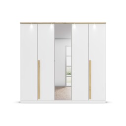 Laika 5 Door Hinged Wardrobe 226X212Cm 1 Mirror Door Wood - Barker & Stonehouse - thumbnail 3