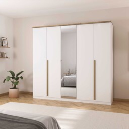 Laika 5 Door Hinged Wardrobe 226X212Cm 1 Mirror Door Wood - Barker & Stonehouse - thumbnail 2