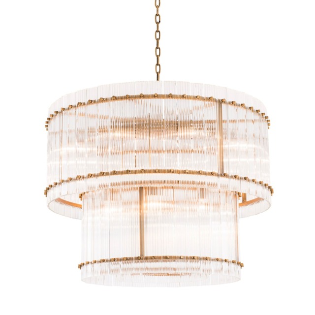 Eichholtz Ruby Chandelier L Antique Brass Finish Glass - Barker & Stonehouse - image 1